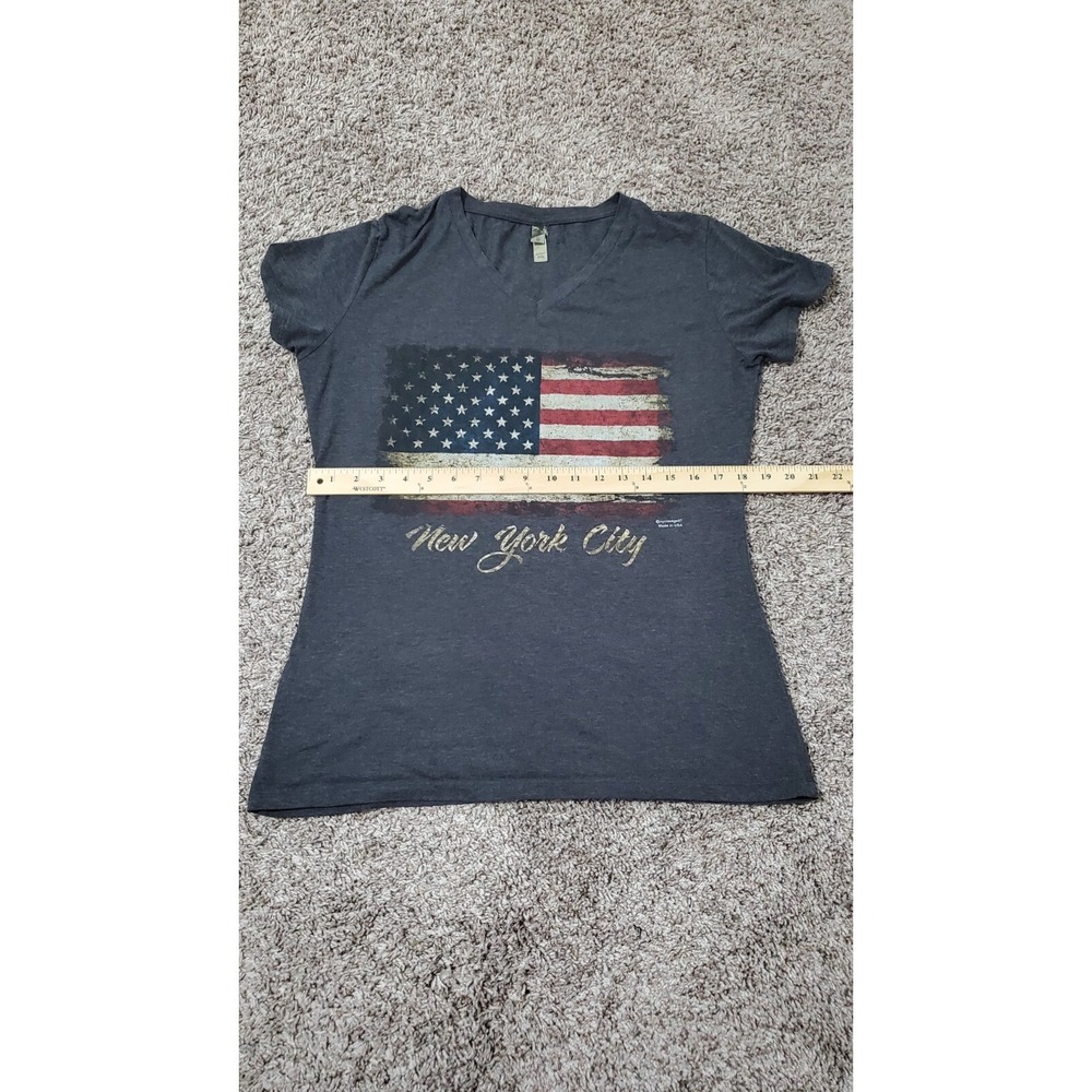 Womens T Shirt Size 2XL Gray Blue Red American Flag New York City Patriotic - Picture 3 of 6